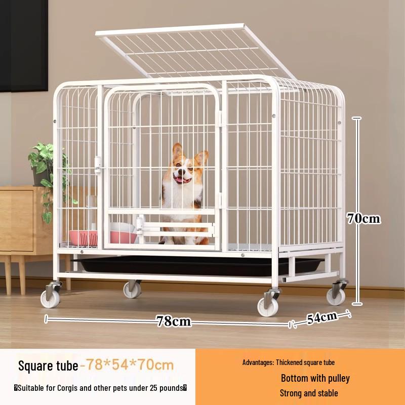 Medium & Large Dog Indoor Kennel with Full Square Tube Design and Built-in Toilet