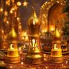 Plastic Ramadan Candle Lamp Retro LED Lights Eid Mubarak Desk Lamp Simulation Candle Warm Light Electronic Candle Ornament