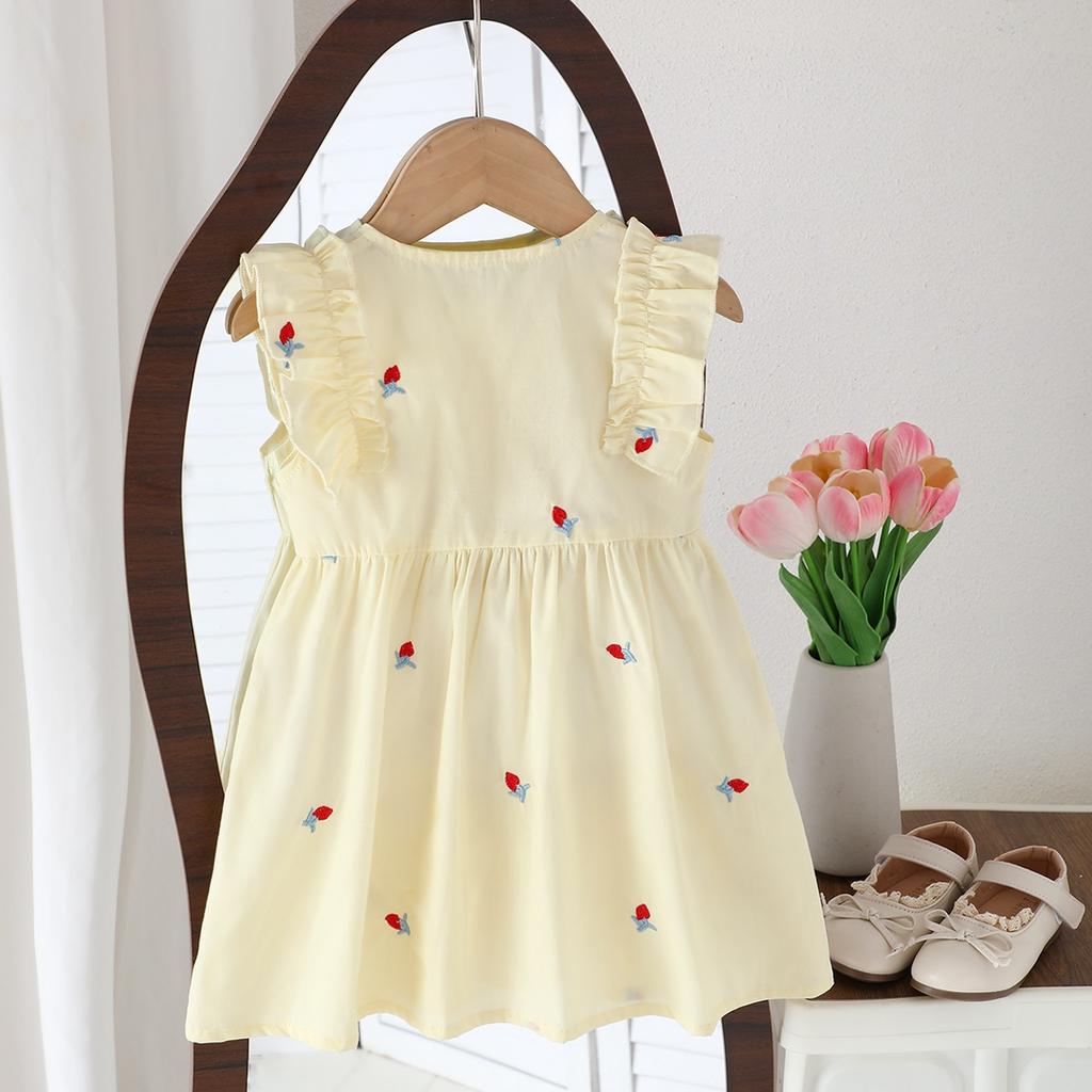 Summer Girls Cotton Embroidered Sleeveless Princess Dress Thin Stylish Baby Party Dress For Toddler Kids Clothing