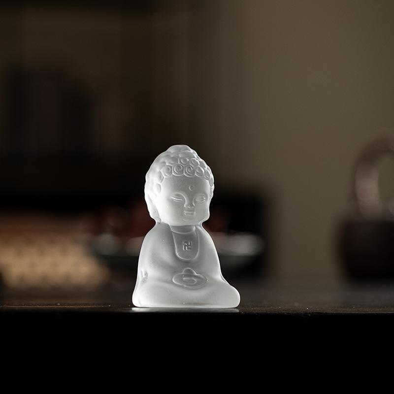 Ch'an Buddha Glass Ornaments Tea Table Decorations Tea Ceremony Accessories Small Buddha Statue Tranquil Spirit Tea Pets