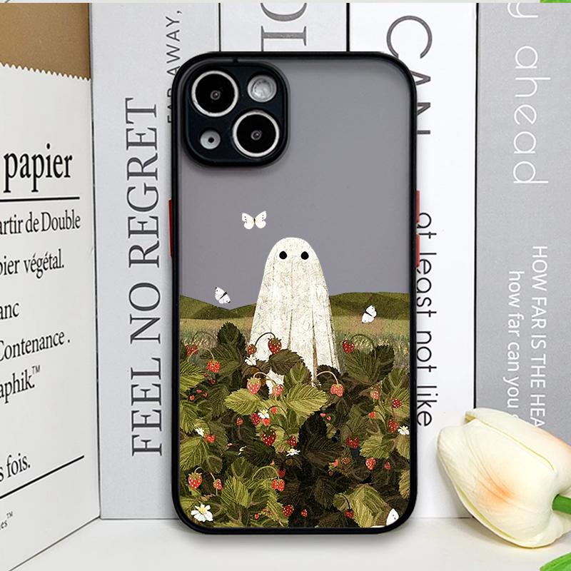 Cute Cartoon Little Ghost Phone Case for Samsung Galaxy S25 Edge S24 Ultra S23 S22 Plus S21 FE Back Covers Funny Halloween Gifts