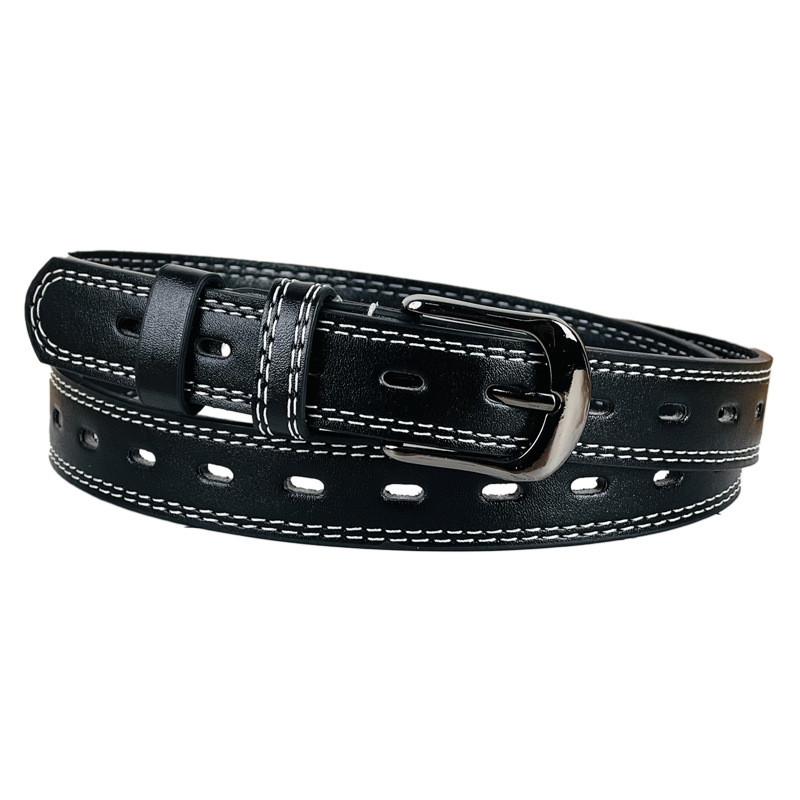 Pu Womens Leather Belt With Double Line And Hollow Design For Jeans Work And