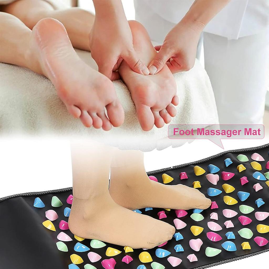 Acupressure Foot Massage Mat, Stone Walk Reflexology Pad, Relieve Foot Fatigue for Home Office