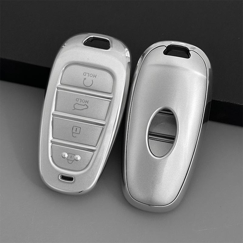 Hyundai Tucson L Quicksand Silver 4-Button Key Case - Korean Car Interior Protective Shell
