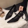 Scarpe Basse con Tacco Kitten alla Moda a Punta in Pile con Cinturino Singolo Suola Morbida Antiscivolo Resistenti all'Usura Scarpe Basse
