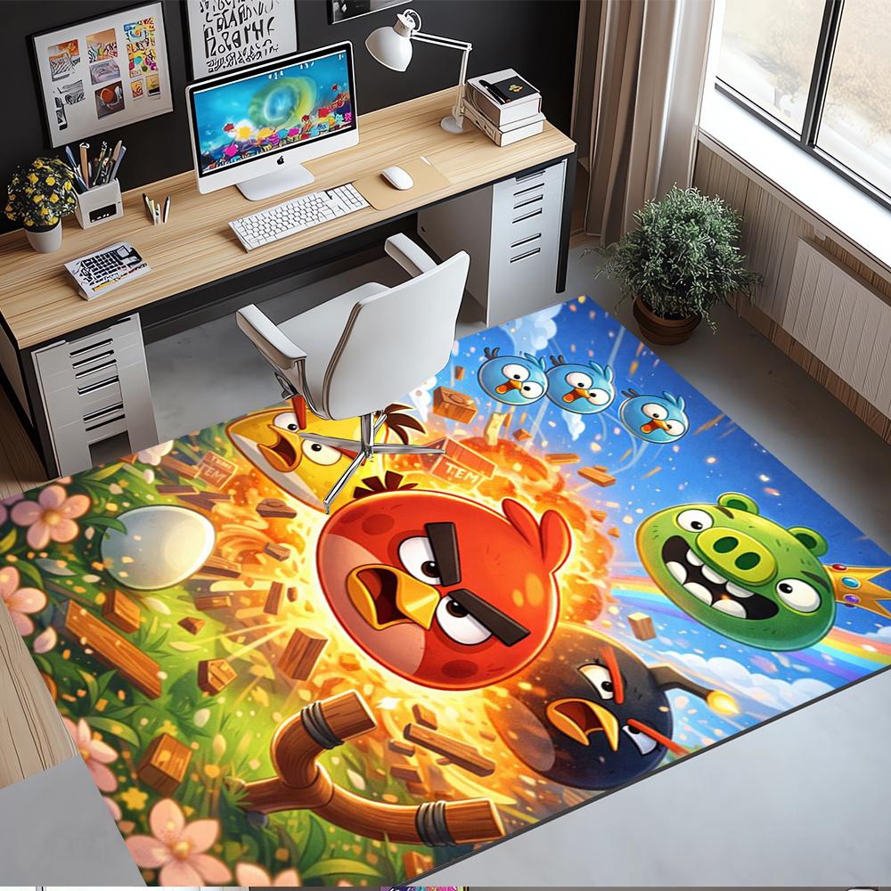 Angry Birds Printed Carpet,Rug,for Office Chair Living Room Bedroom Kitchen Room Decor Gifts.