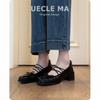Sheepskin~ French single shoes women's thick heels are beautiful and not tired of high heels ballet shoes retro bow Mary Jane shoes