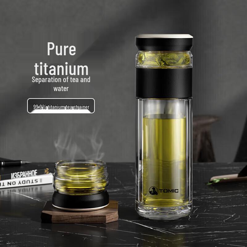 Temake Double-Layer Glass Tea Infuser Cup with Titanium Filter