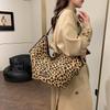 Wind Canvas Tote Bag Large Capacity Leopard Print Corduroy Shoulder Bag Versatile Shopping Bag Bag