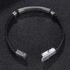 Meier trending european & american diy engraved korean style bracelet - stainless steel & microfiber braided leather bangle