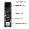 M.2 M Key NVME PCIe to USB 3.1 TYPE C Front Panel Expansion Card 10Gb NGFF M2 NVME to Dual TYPE-E Adapter USB-C Hub Riser for PC