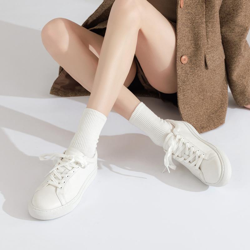 

[Cowhide] Little white shoes women s shoes spring, autumn and summer new sports and leisure flat leather tide 34 білий