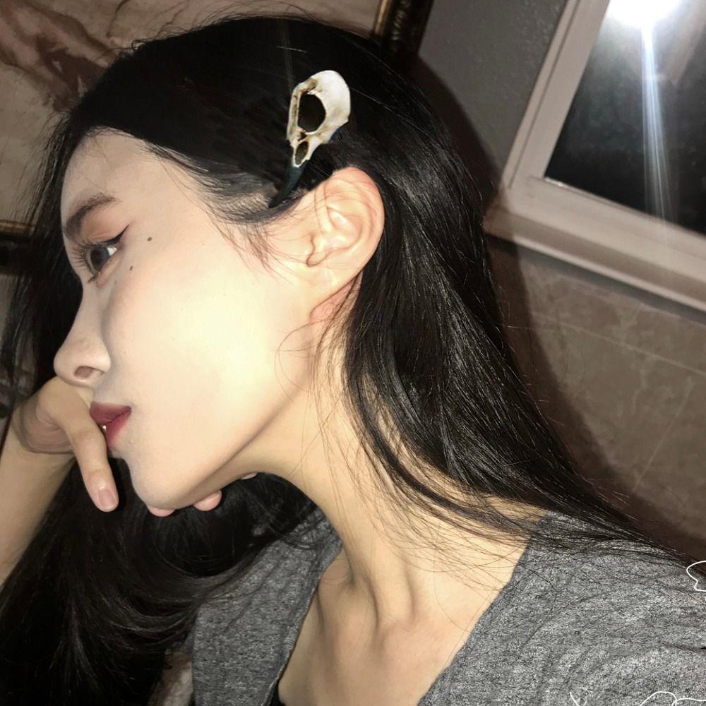 Bird Skull Punk Headwear Skull Hair Clips Animal Skull Hairpins Crow Head Women Duckbill Clips