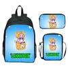 Lankybox Blocky Plüsch 3-teiliges Set Rucksack Cartoon Anime Schultasche für Kinder