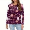 Women's Fashion Hem Slit Casual Halloween Printed Round Neck Long Sleeve Top