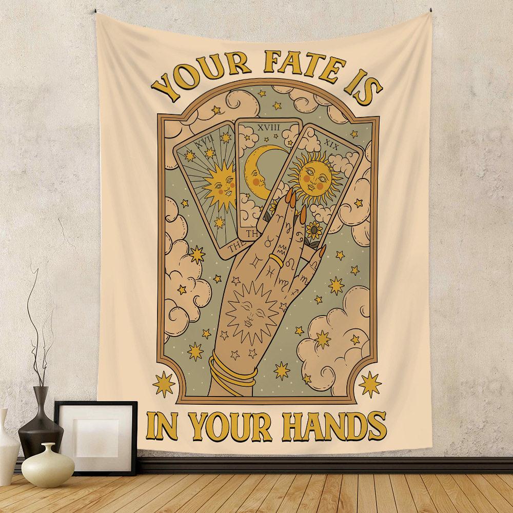 Vintage Tarot Cat Bohemian Wall Tapestry for Bedroom Decor Artwork Cat Tarot Vintage Boho Style Hanging Tapestry