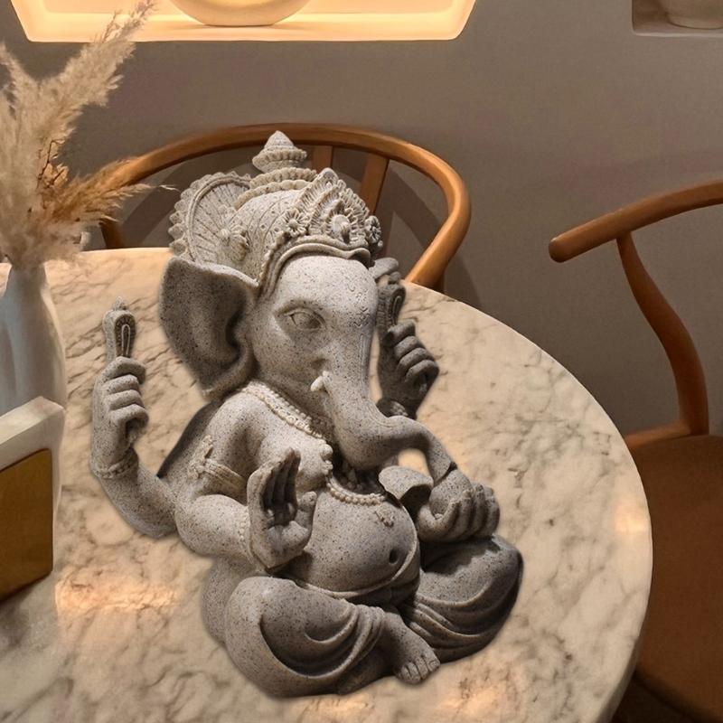 Handmade Sandstone Ganeshas Buddhas Elephant Statue Figurine for Home and Office Decoration