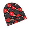 Ping Pong Paddle And Ball Pattern Black Drawstring Bags Minimalist Knit Hat Designed for Adults Who Enjoy Quiet Style Complements Neutral Tones and Ef