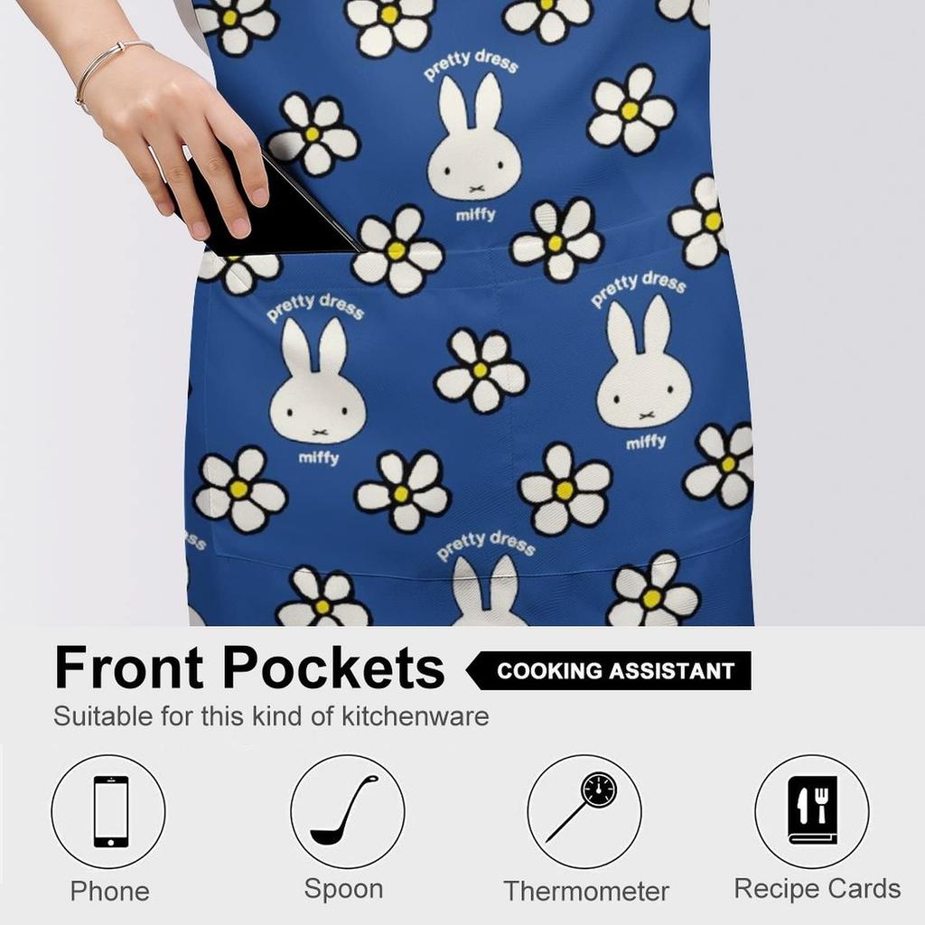 Miffy Simple and Stylish Cafe with Oxford and Kitchen Childcare Work Easy to Move Around 70cm x 80cm [LDU] Apron, H-Shaped Apron, Apron,