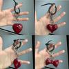 Exquisite Temperament Red Heart Bow Charms Keychain Versatile Phone Pendant Fashion Backpack Hanging Ornament Accessories Gifts