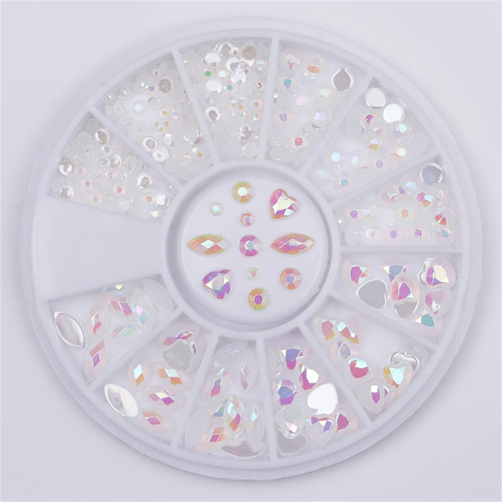 

3D Elongated Flat Shaped Manicure Decor Glass Stone DIY Tips Nail Art Rhinestone White