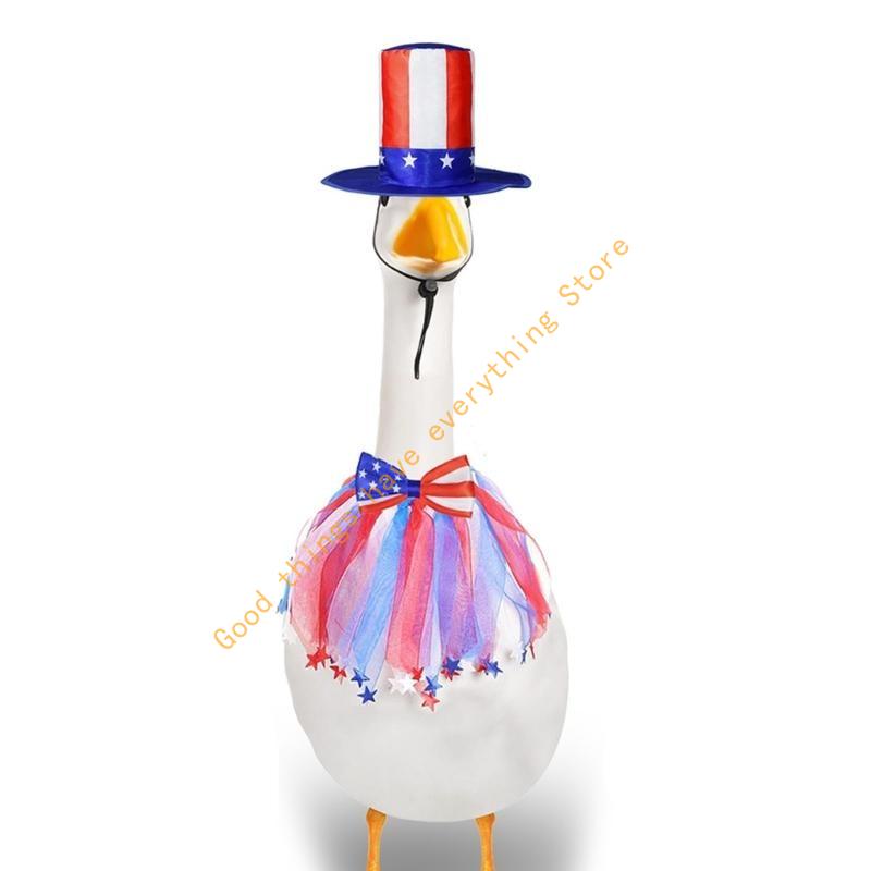 4. Juli Gänse Outfit Set Patriotischer Rasen Veranda Gänse Kleidung Amerikanische Flagge 55KF