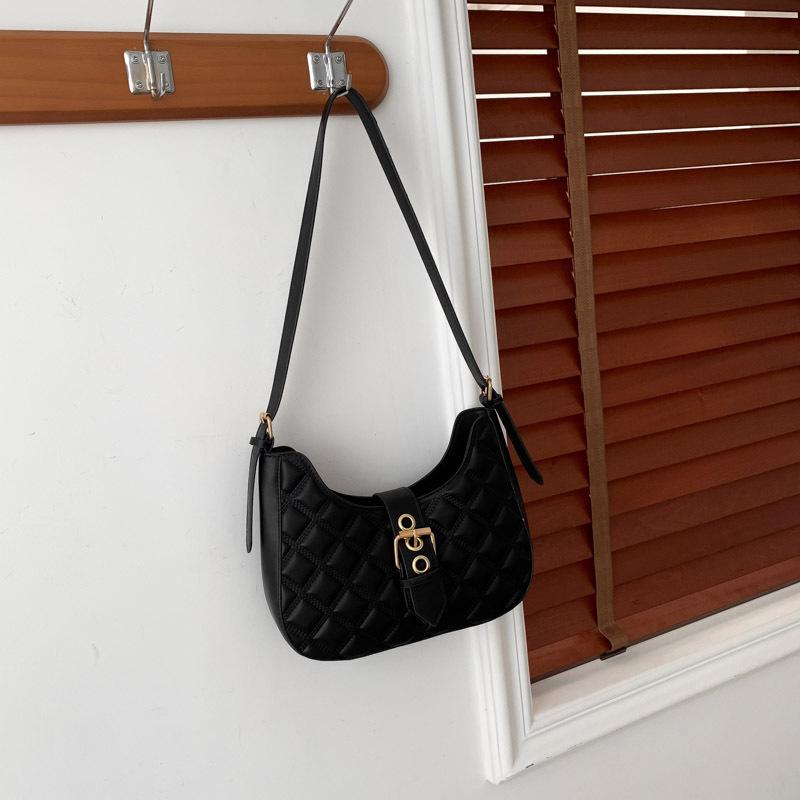 Women'S Textured Rhombus Embroidery Thread Commuter Small Bag Women'S Underarm Bag Spring Shoulder Underarm Bag