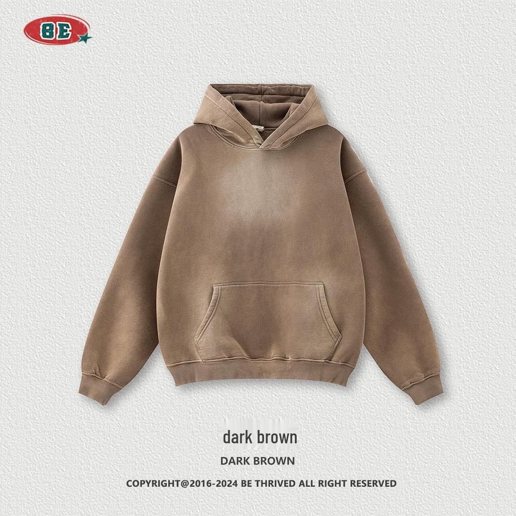 BE Men's Retro Distressed Spray Paint Velvet Hoodie & Sweatpants Set - Autumn 2025 Collection