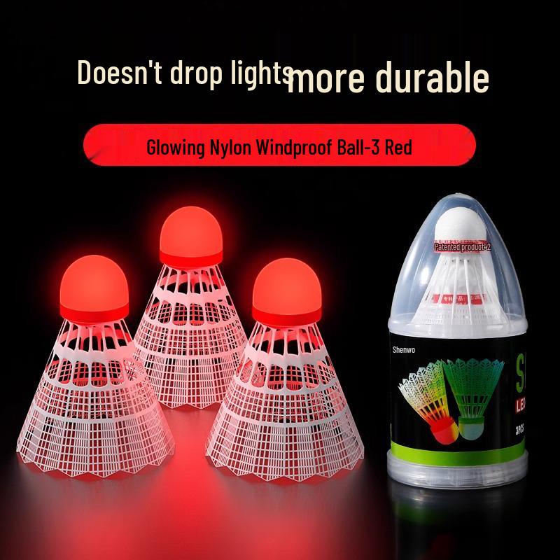 Luminous Windproof Nylon Badminton Shuttlecock with Fluorescent Light Strip for Outdoor Night Training