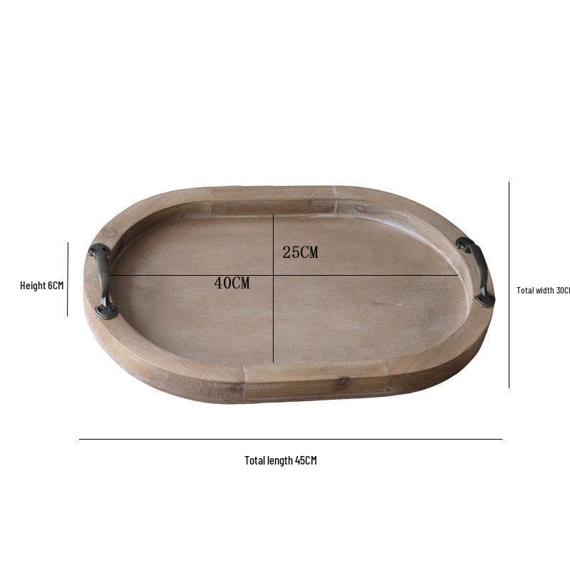 Wabi-Sabi Wooden Tea & Dessert Tray: Antique Style Decorative Plate for Storage & Display