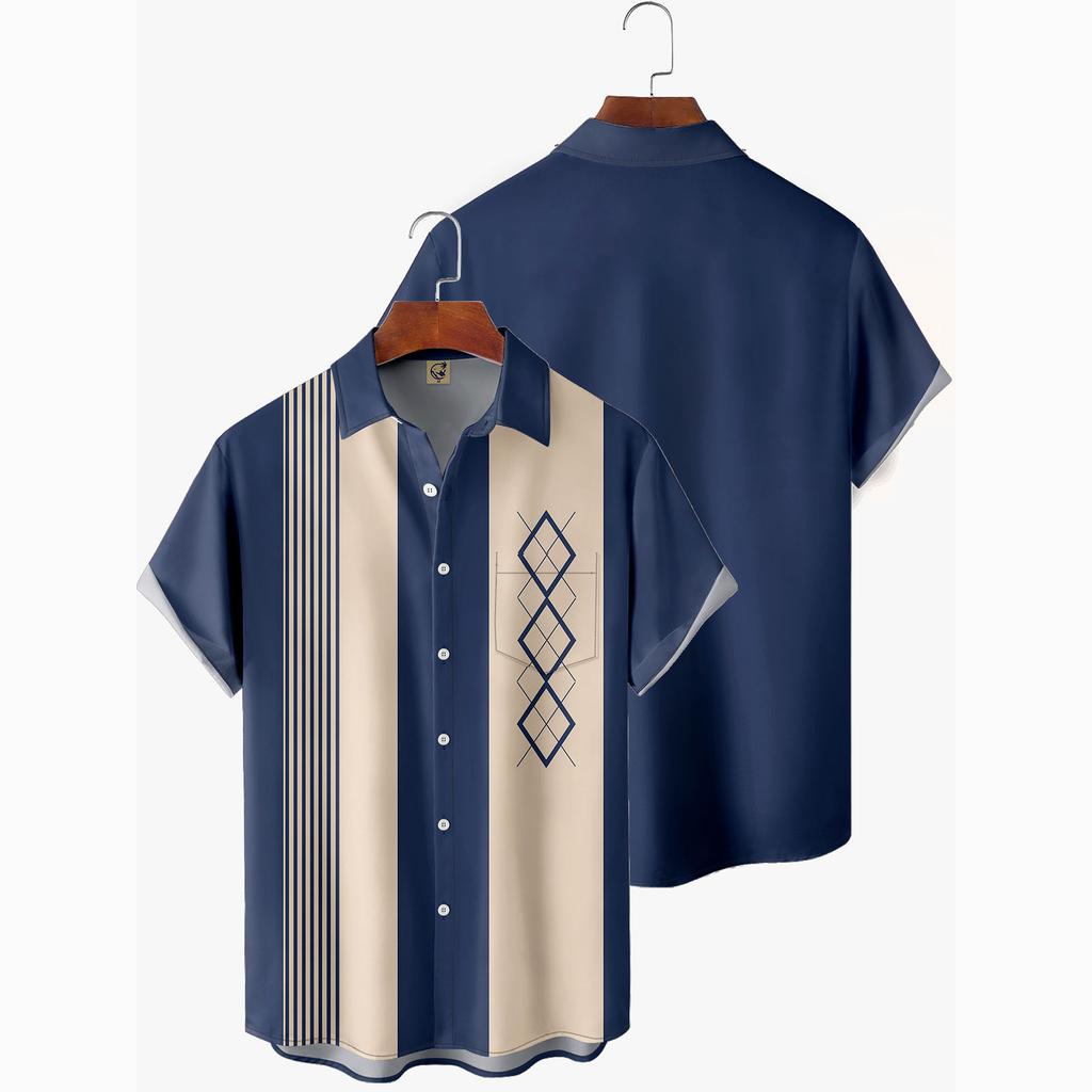 Letnia koszula męska z krótkim rękawem i nadrukiem