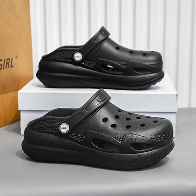 Solid Color Hole Shoes Casual Women'S Bag Head Thick Sole Heightening Slippers Outdoor Wading Beach Cool Slippers