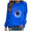 Women's Fashion Casual  Print Round Neck Sweater Loose Sports Tops Pullover