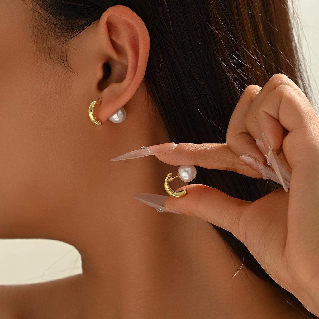 Chic Imitation Pearl Earrings Minimalist Dainty Posting Jewelry For Women Anniversary & Birthday Gift