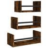 3 Piece Wall Shelf Set with Bars Smoked Oak Wood Based Material