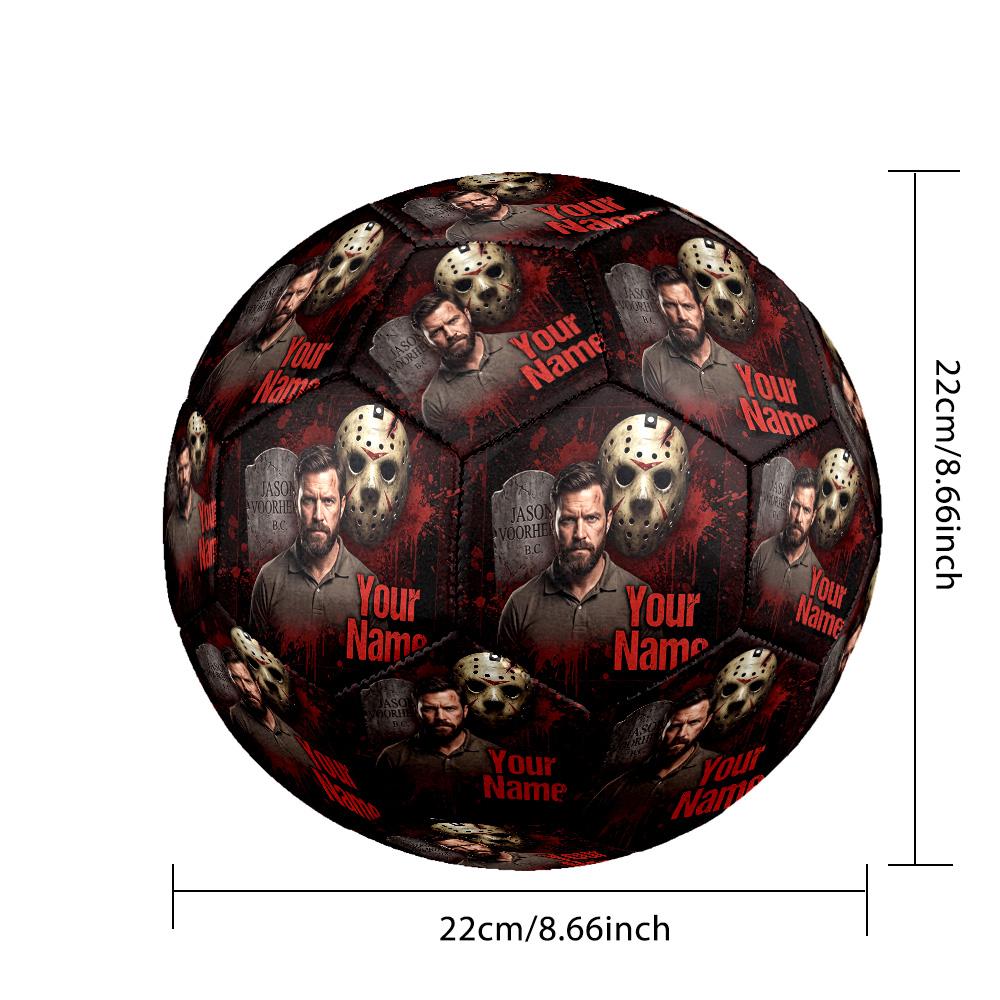 Custom Text Size 5 Soccer Ball, Standard Match Football For OutdoorFriday the 13th Jason Voorhees