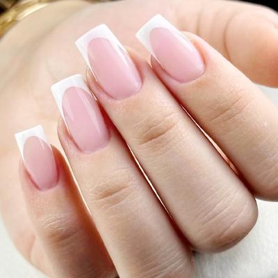 24 ks/sada Quick Nails Powder French Edge False Nials Nálepka Nositeľná vodotesná manikúra Hotové nechty