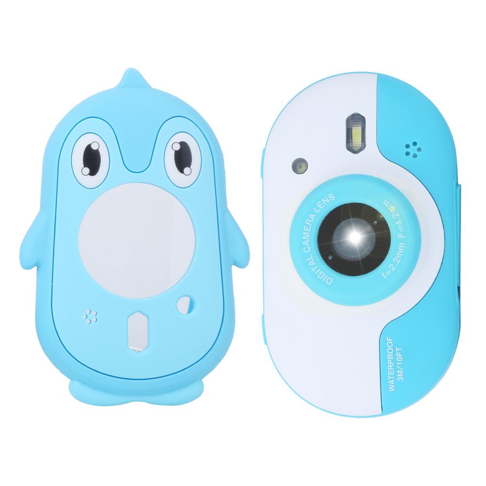 Kinder 3M Wasserdichte Kamera 2,4 Zoll IPS-Bildschirm mit Silikonhülle Unterstützt Filter SpielBlau