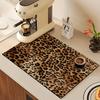 1 szt. Gumowa mata susząca z wzorem panterki do kawiarni, restauracji, kuchni, dywan, podkładka na stół, trwała mata stołowa z ziemi okrzemkowej, mata dla zwierząt, akcesoria do kawy