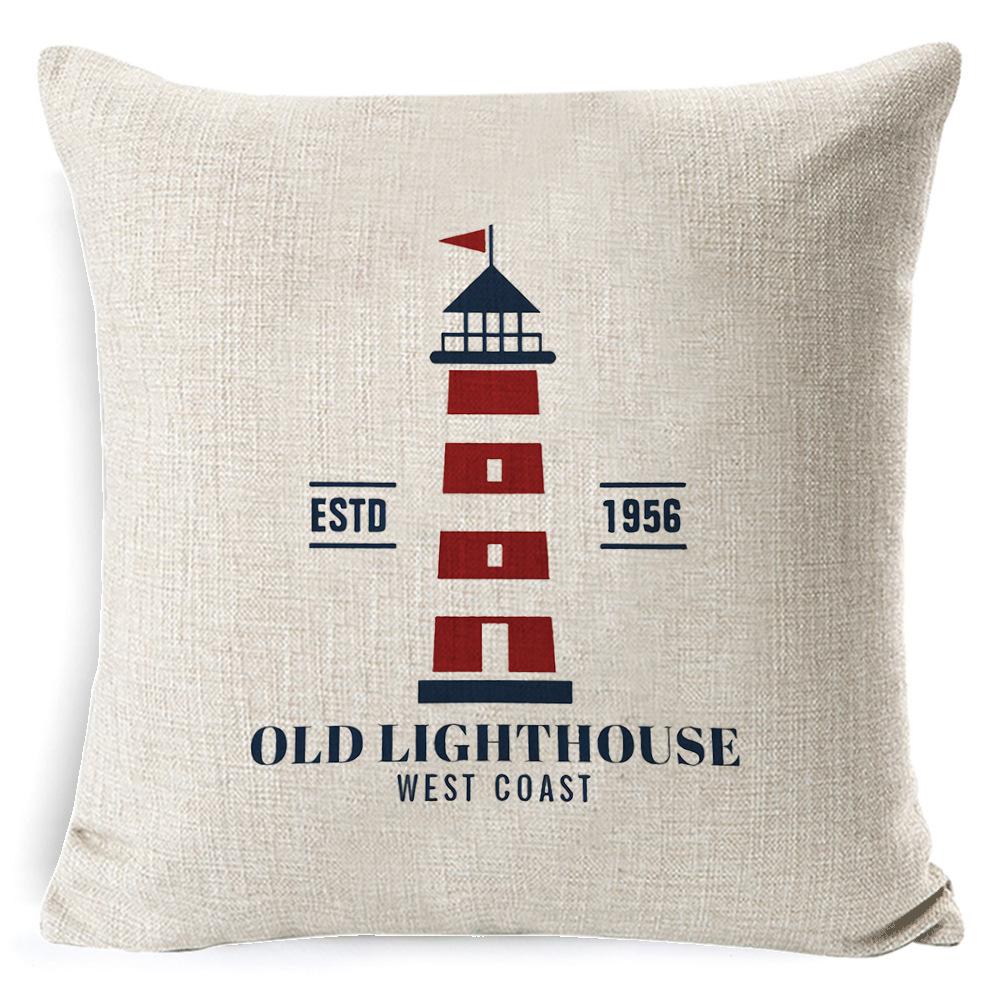Cushion Cover Ocean Anchor Linen Pillow Cover Simple Sailing Sofa Living Room Pillow Cover Premium Durable Quality