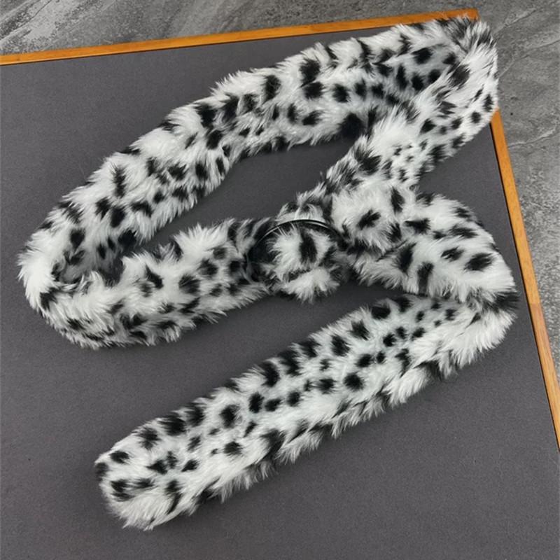 

Leopard Vintage Punk Imitation Fur Belts For Woman Winter Fashion Adjustable Y2K Fur Waist Belt Accessories 130cm
