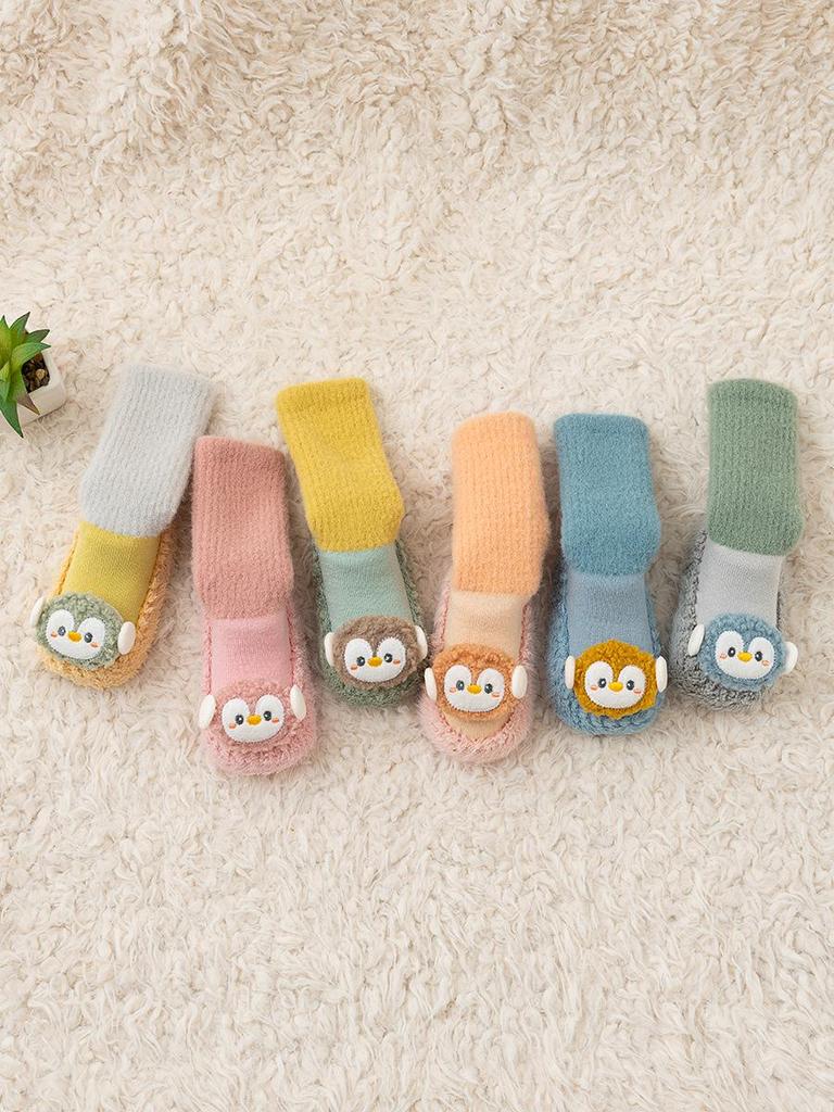 Cozy Velvet-Lined Non-slip Toddler Floor Socks - Autumn/Winter High Top Style