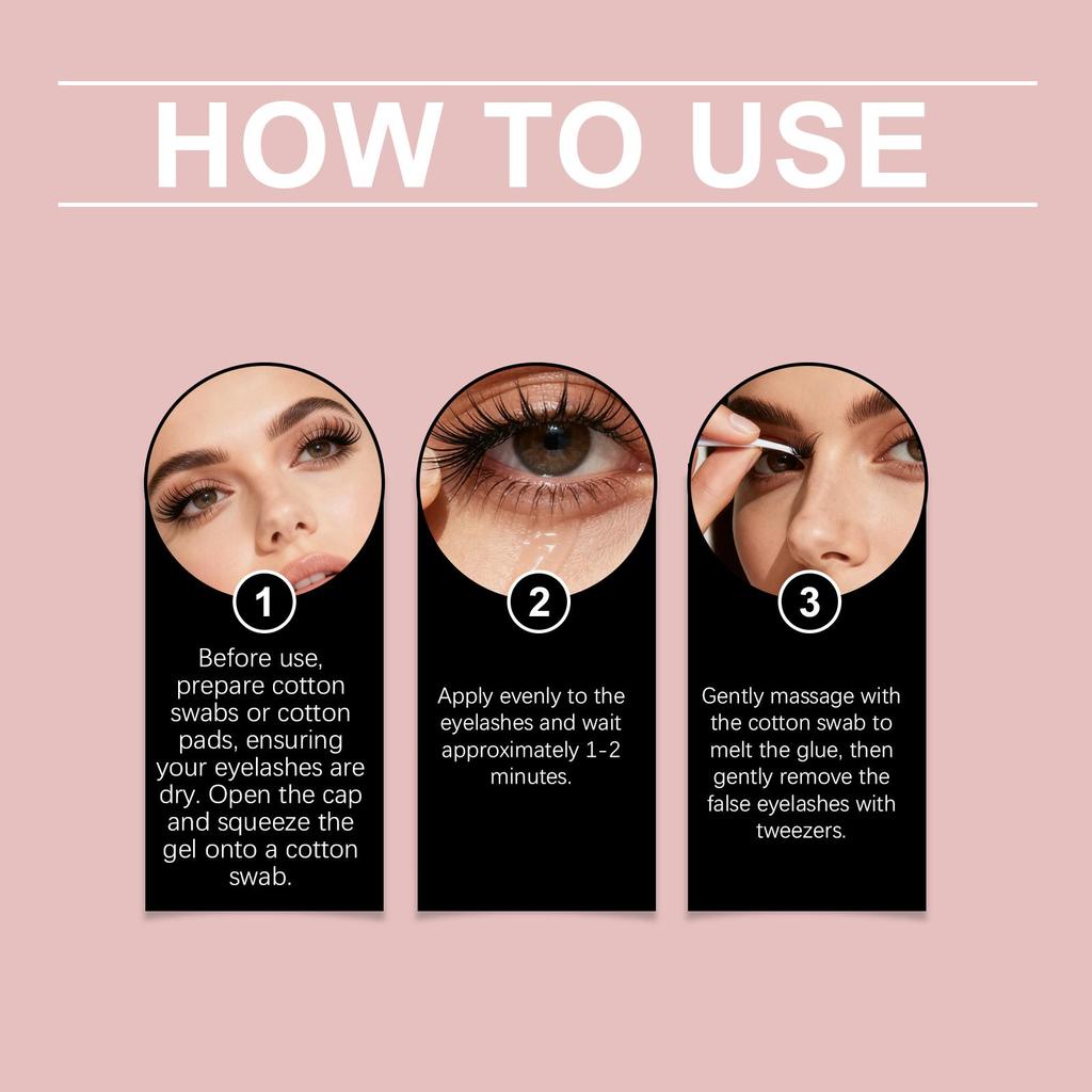 Removal Gel for False Eyelashes, Easy To Dissolve Eyelash Glue, Convenient and Easy To Rinse for Eye Makeup Removal