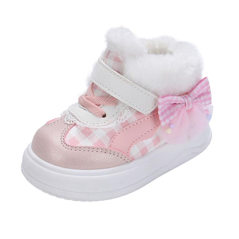 Girls' Warm Cotton Sports Shoes: Cozy Fleece Infant and Toddler Flats