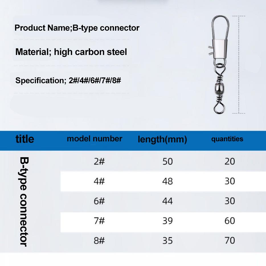 210 Stück/Box B-Typ Stift Achtringverbinder Flaschenwirbel Schnellwirbel Schnalle Angelzubehör