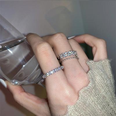 Luxury Minimalist Double Layered Zircon Ring for Women - Sophisticated and Unique Design - Delicate Finger Ring with Opening
