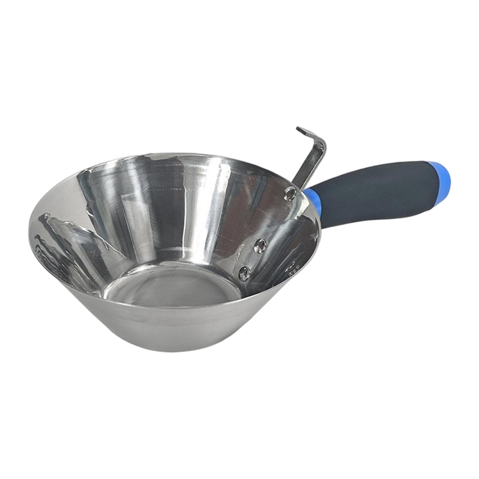 

Миска для замішування гіпсового цементу з нержавіючої сталі з ергономічною ручкою та гачком для підвішування для нанесення фарби, розчину, штукатурки