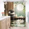 Lotus Zen Bamboe Douchegordijn Steen Spa Bloemen Pastel Maan Kaars Meditatie Ontspannend Kunstwerk Stof Waterdicht