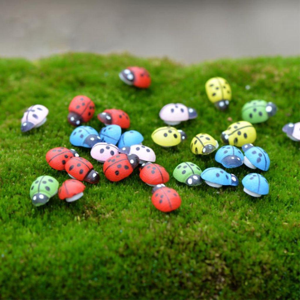

Simulation Miniature Model Wooden Crafts Ladybug Figurines Fairy Garden Landscape Bonsai Decor разноцветный
