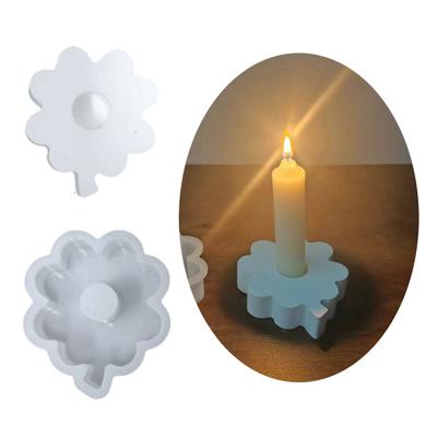 Candle Holder Resins Moulds DIY Castings Moulds Four Leaf Clovers Candlesticks Silicone Molds for Table Home Decorations
